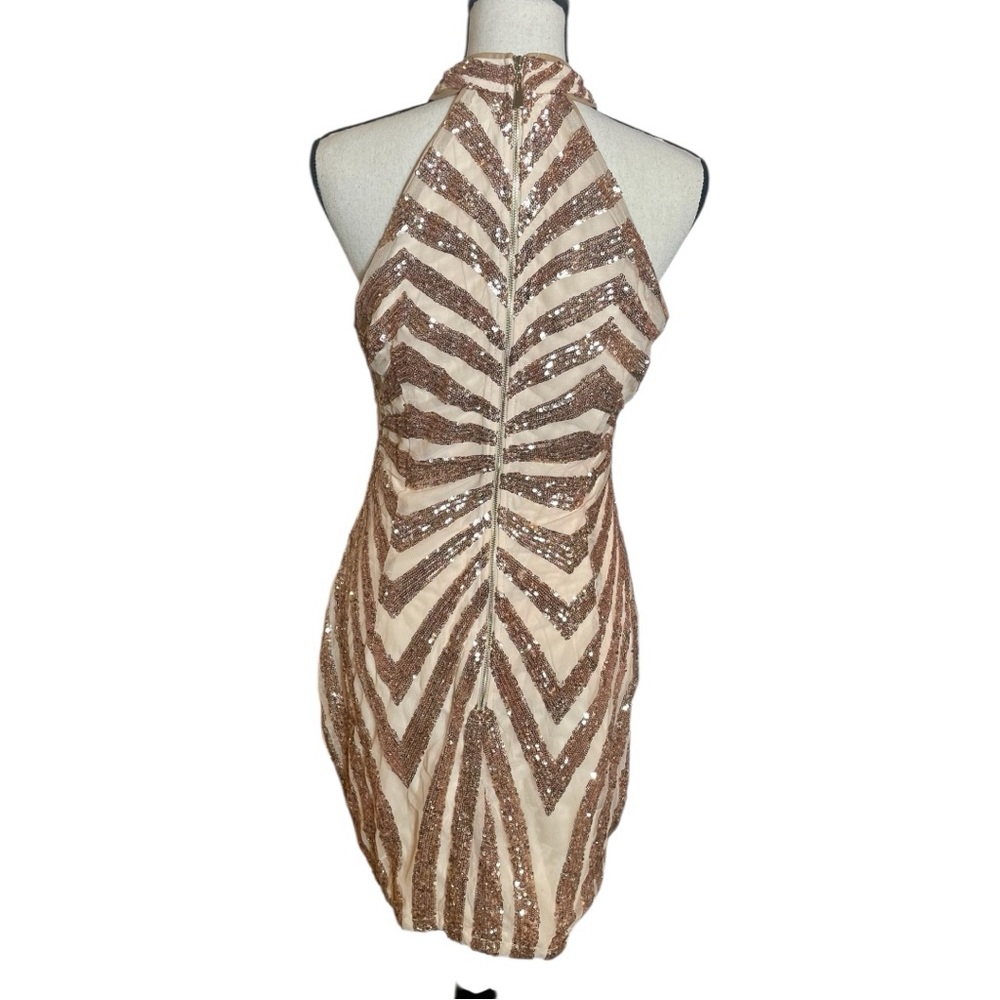 Xtaren Rose Gold Sequin Halter Mini Dress - Picture 4 of 5